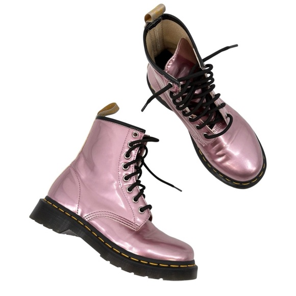 Dr Martens Metallic Pink Lace Up Combat Boots 25279 Size 6 - Picture 3 of 9